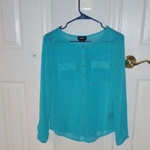 Bebe Turquoise Sheer Blouse